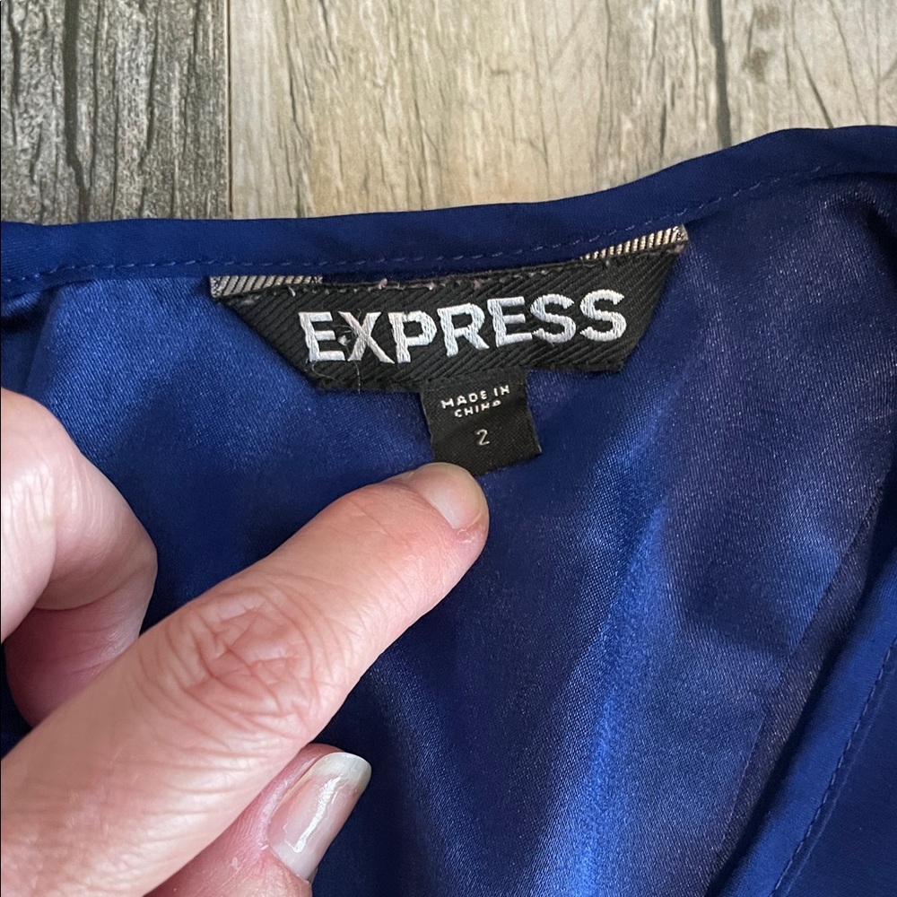 Express Blue and Black Midi Dress - Picture 4 of 4